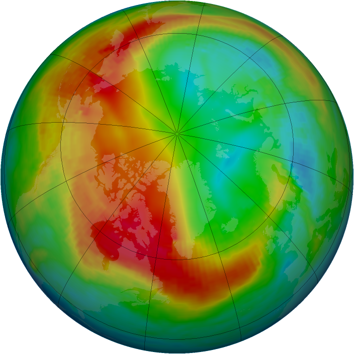 Arctic ozone map for 01 February 1990